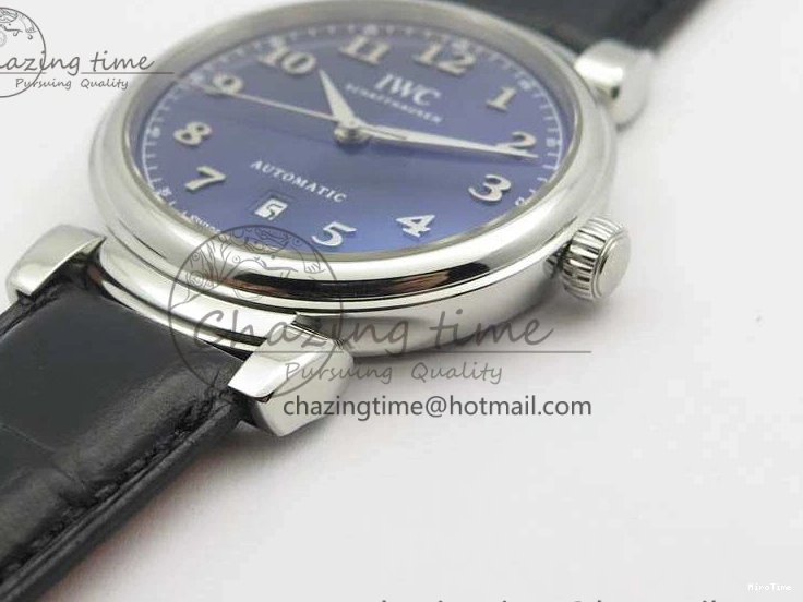 MIROTIME 0201 Da Vinci IW356601 SS TW 1:1 Best Edition Blue Dial On Black Leather Strap A Durable 7239